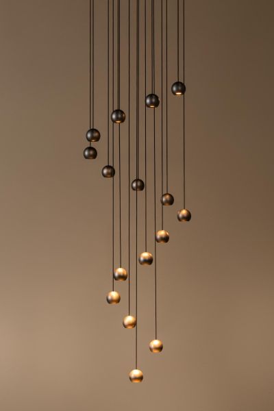 Lucide MONTANA - Pendant light - LED Dim. - CCT - 16x5,7W 2700K/4000K - Suitable for double-height spaces and high ceiling - Coffee - Premium